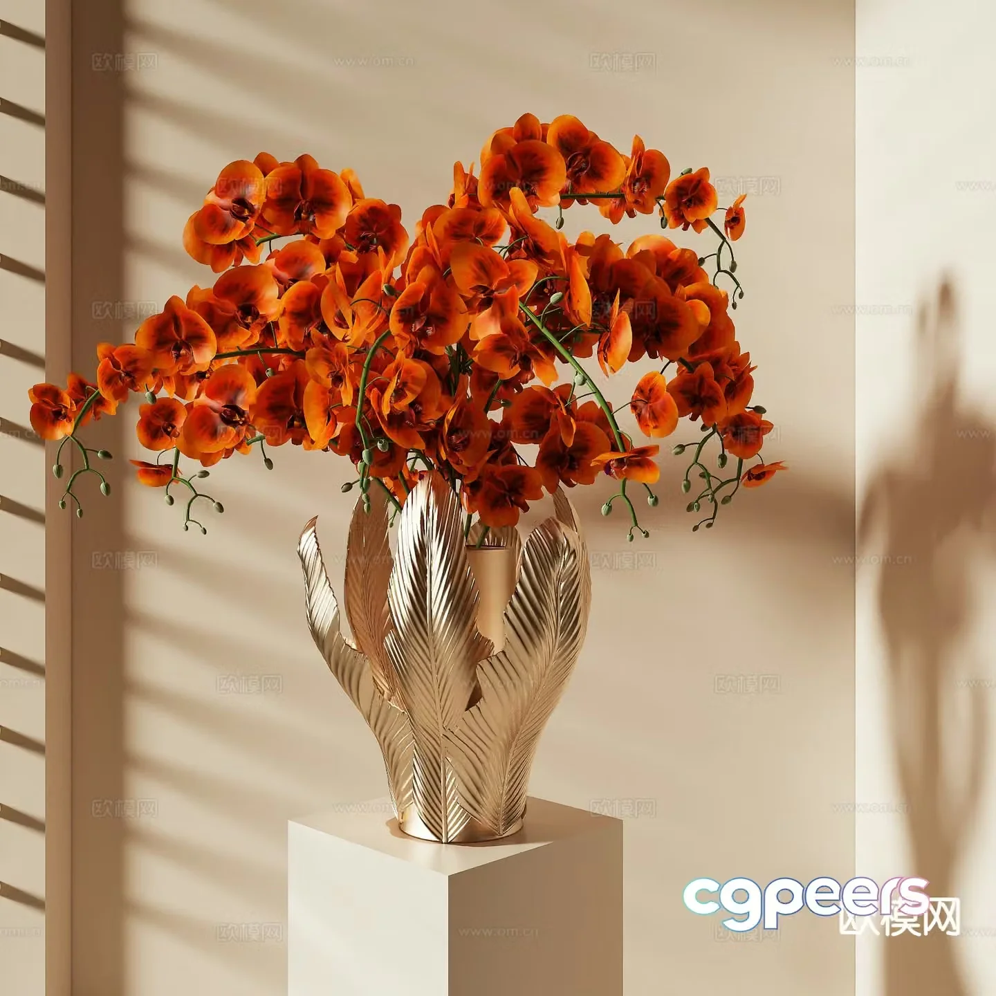 Phalaenopsis Flowers Flower Arrangement Light Luxury Vase 3D Model