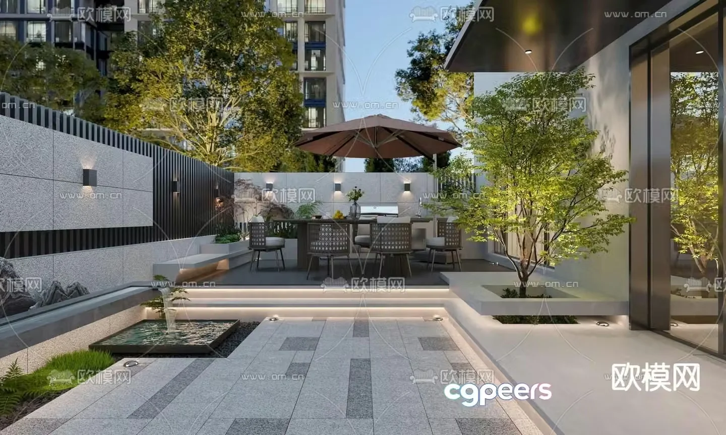 Villa courtyard garden 3d model