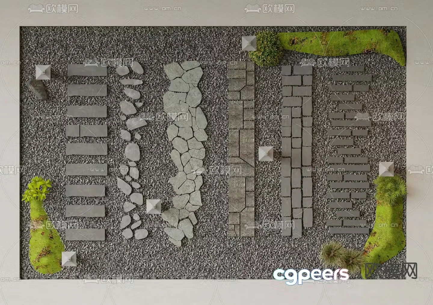 Modern landscape paving garden paving 3D model