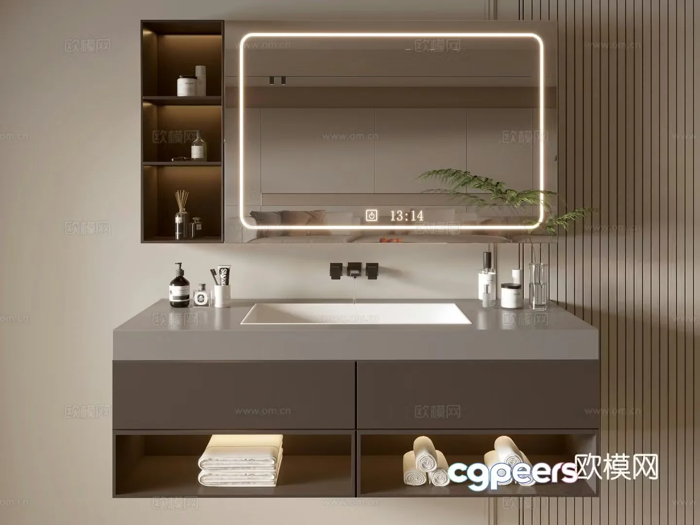Modern bathroom cabinet bathroom basin bathroom ornaments mirror cabinet sink 3d model