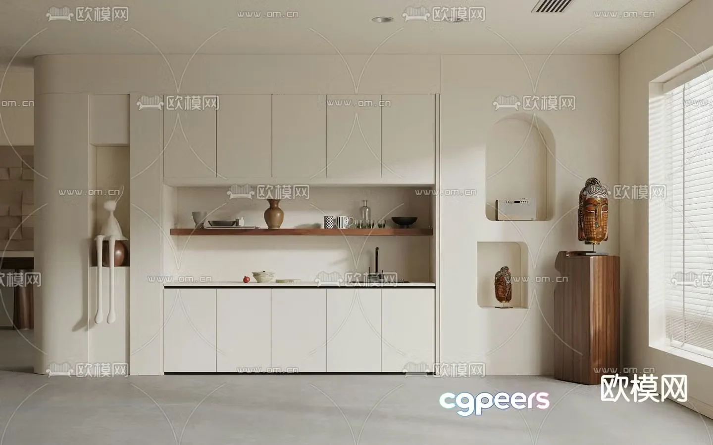 Cream style wine cabinet sideboard 3d model