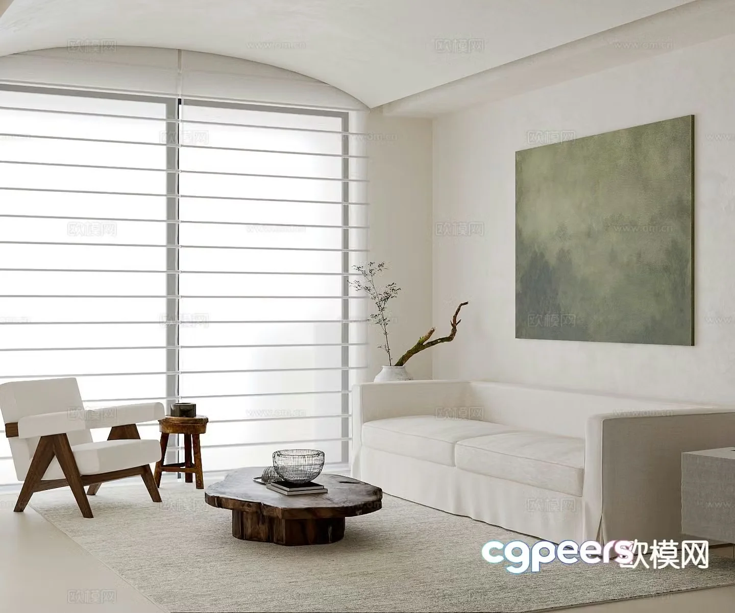 Cream style living room 3d model