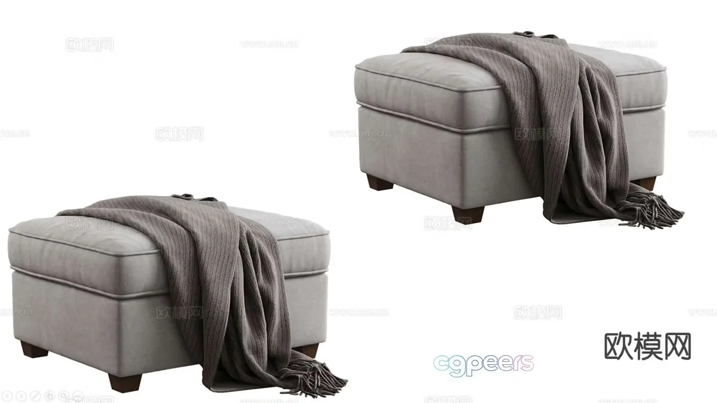 Simple European footrest square stool sofa stool 3d model