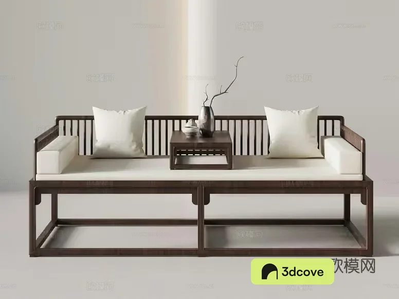 Traditional Asian-Style Sofa