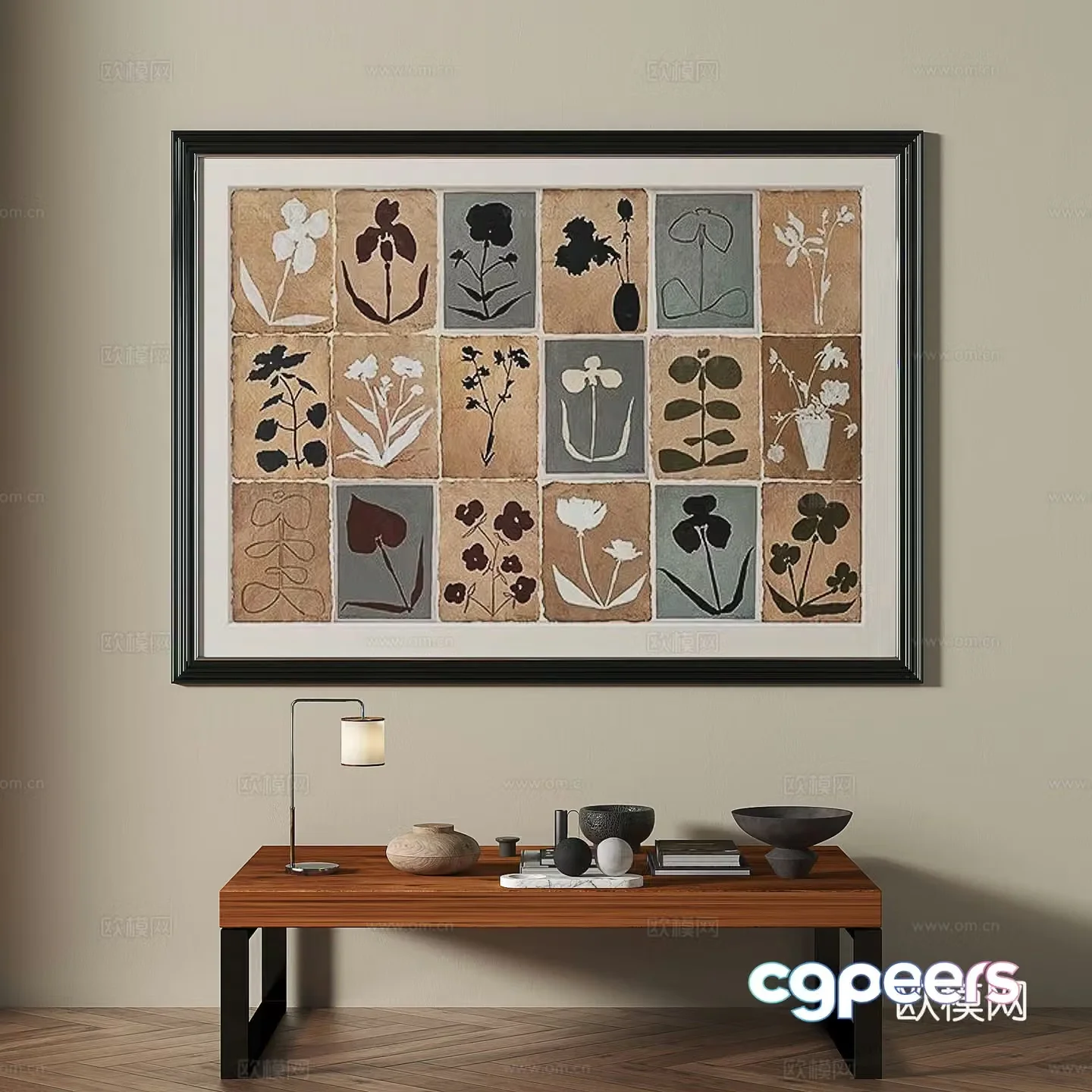 Middle ages retro decorative painting 3d model