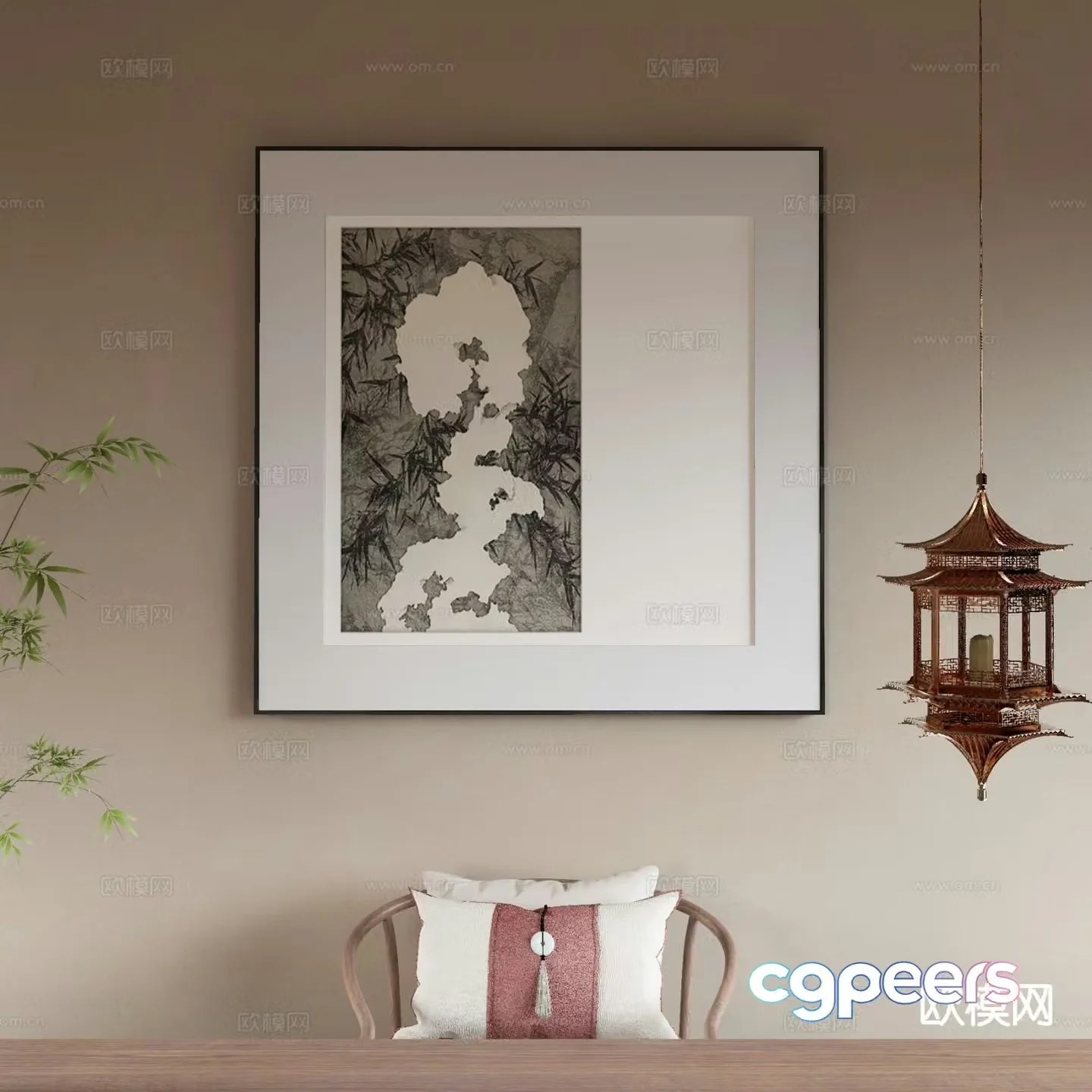 New Chinese style ink painting art painting decorative painting 3d model