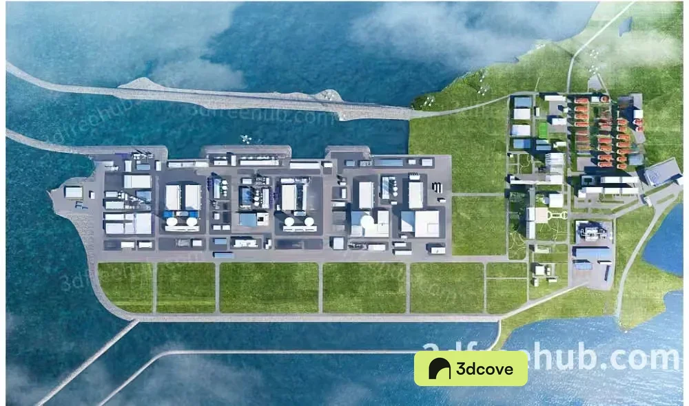 A 3D Map Of A Large Facility Or Industrial Area