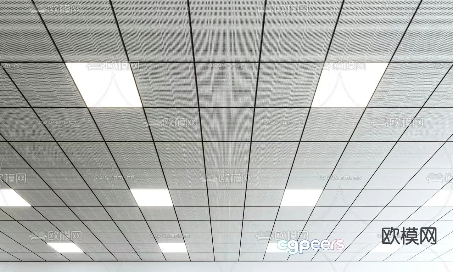 Perforated aluminum plate ceiling 3d model