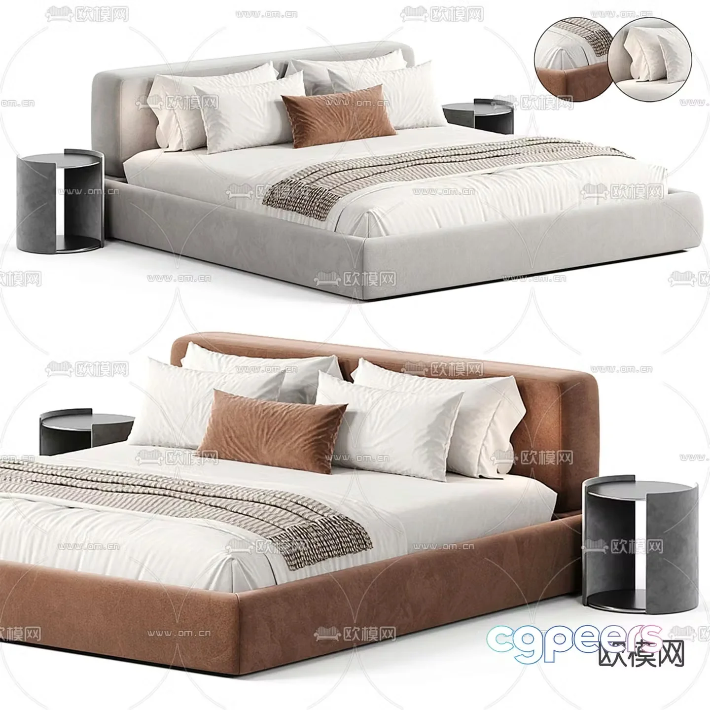 Italian double bed 3d model