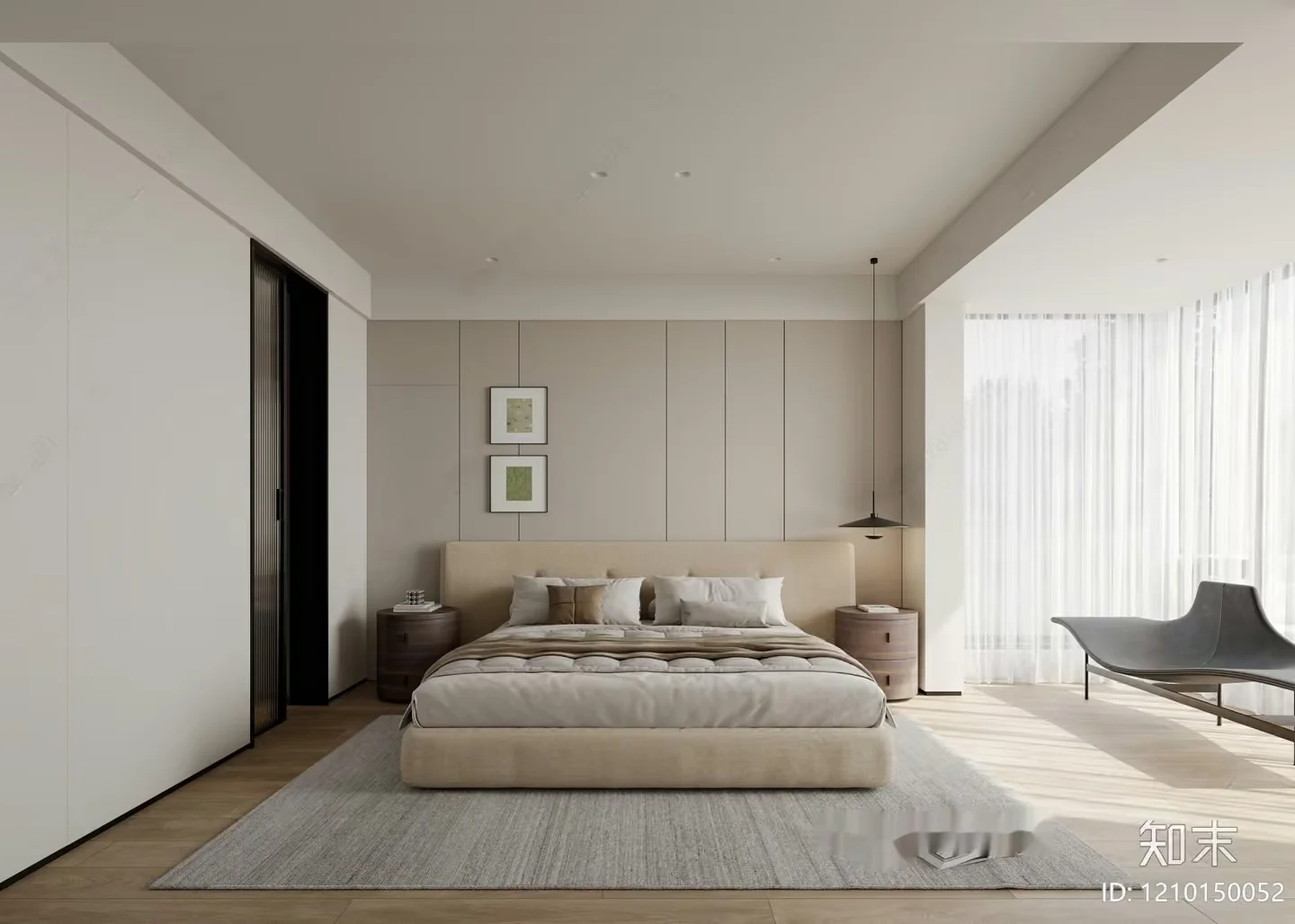 Modern Minimalist Bedroom 3D Model – 6172 – VRAY Render
