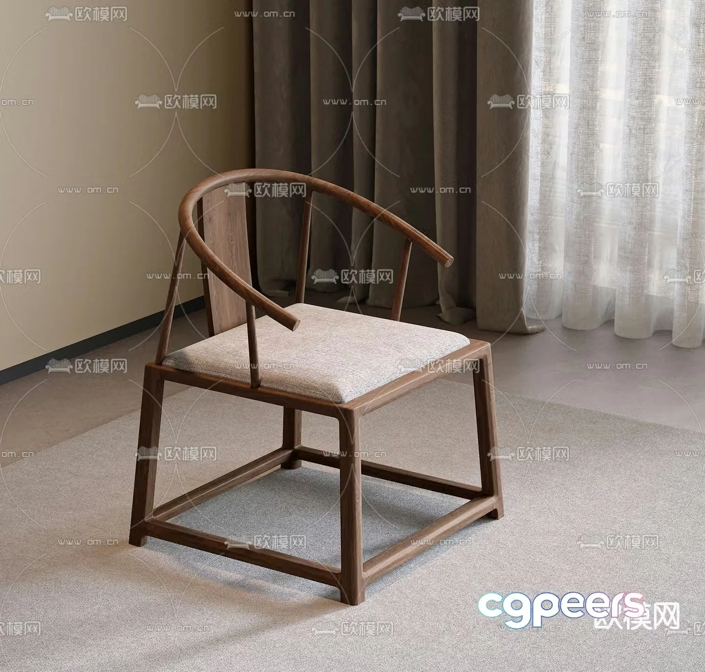 New Chinese style chair arm chair dining chair 3d model