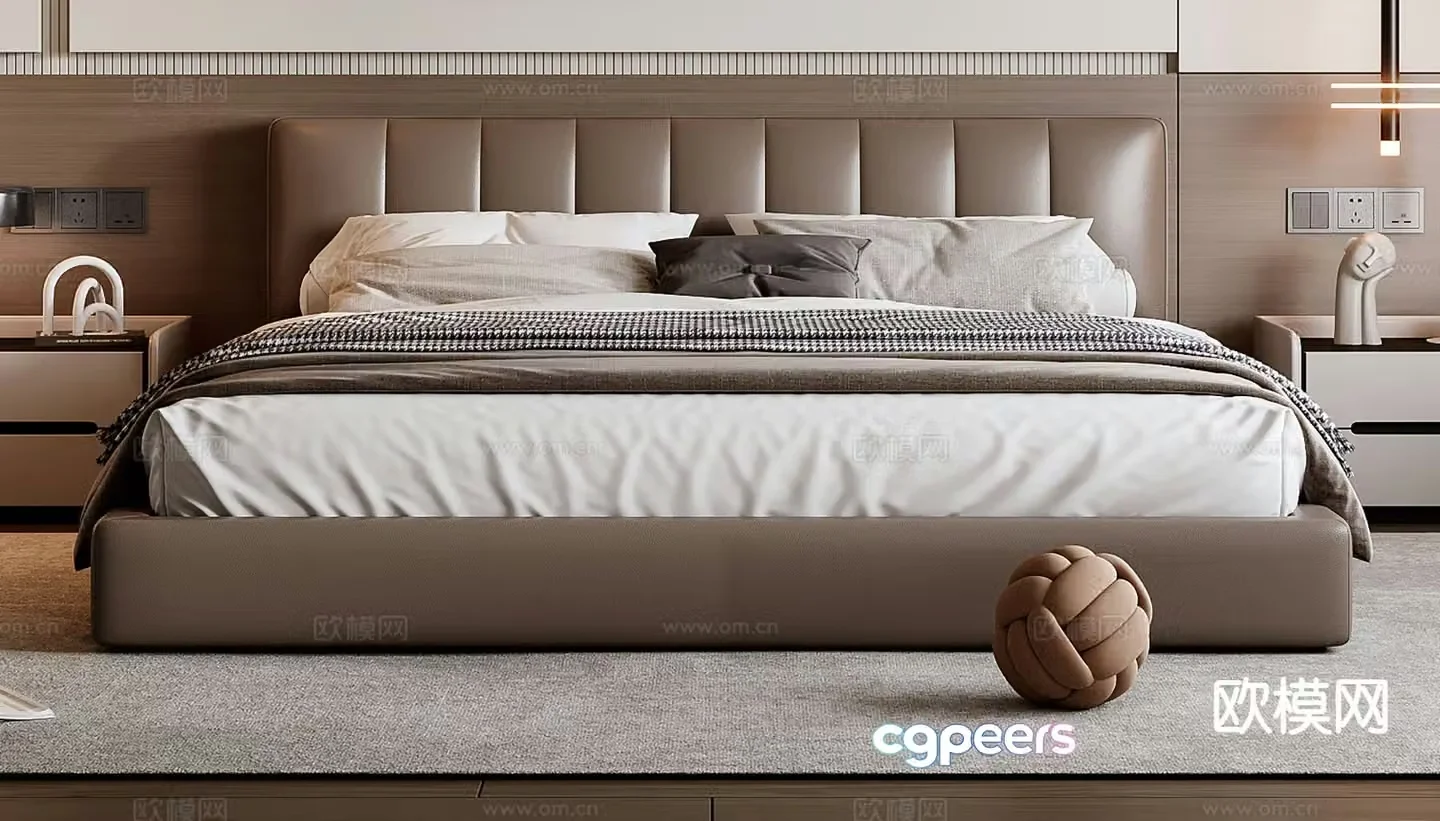 Italian double bed 3d model