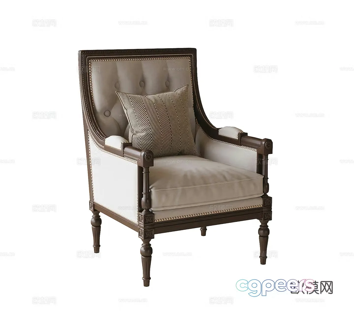 French single sofa single chair 3d model