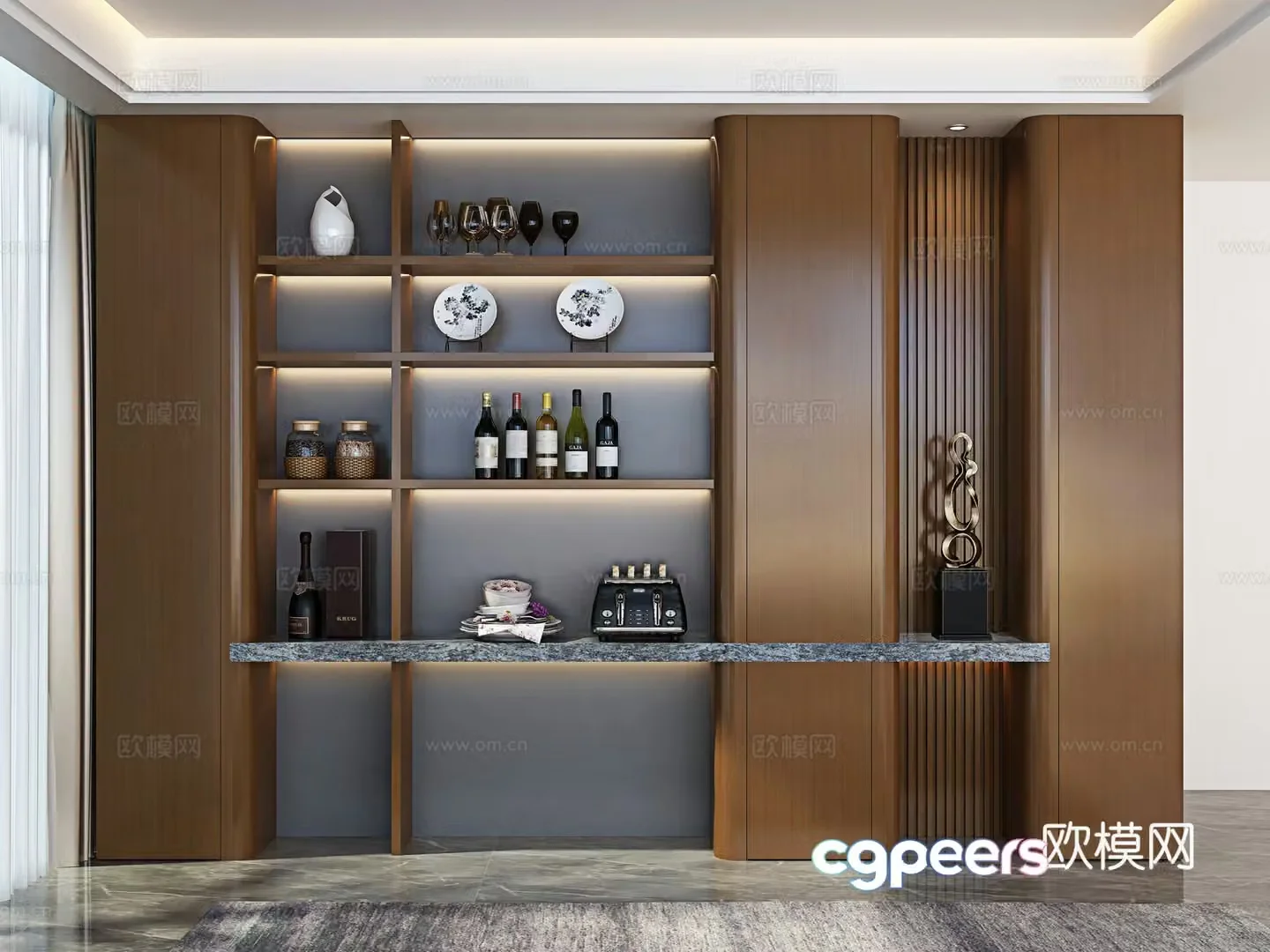 Italian sideboard wine cabinet 3d model