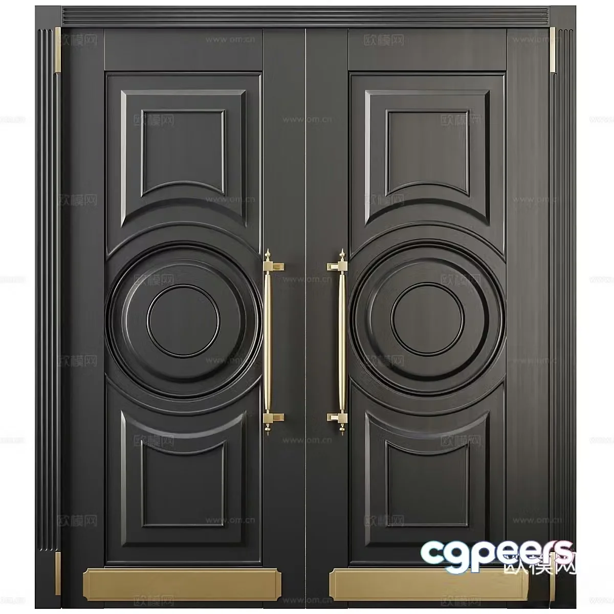 New Chinese style light luxury double door double door 3D model