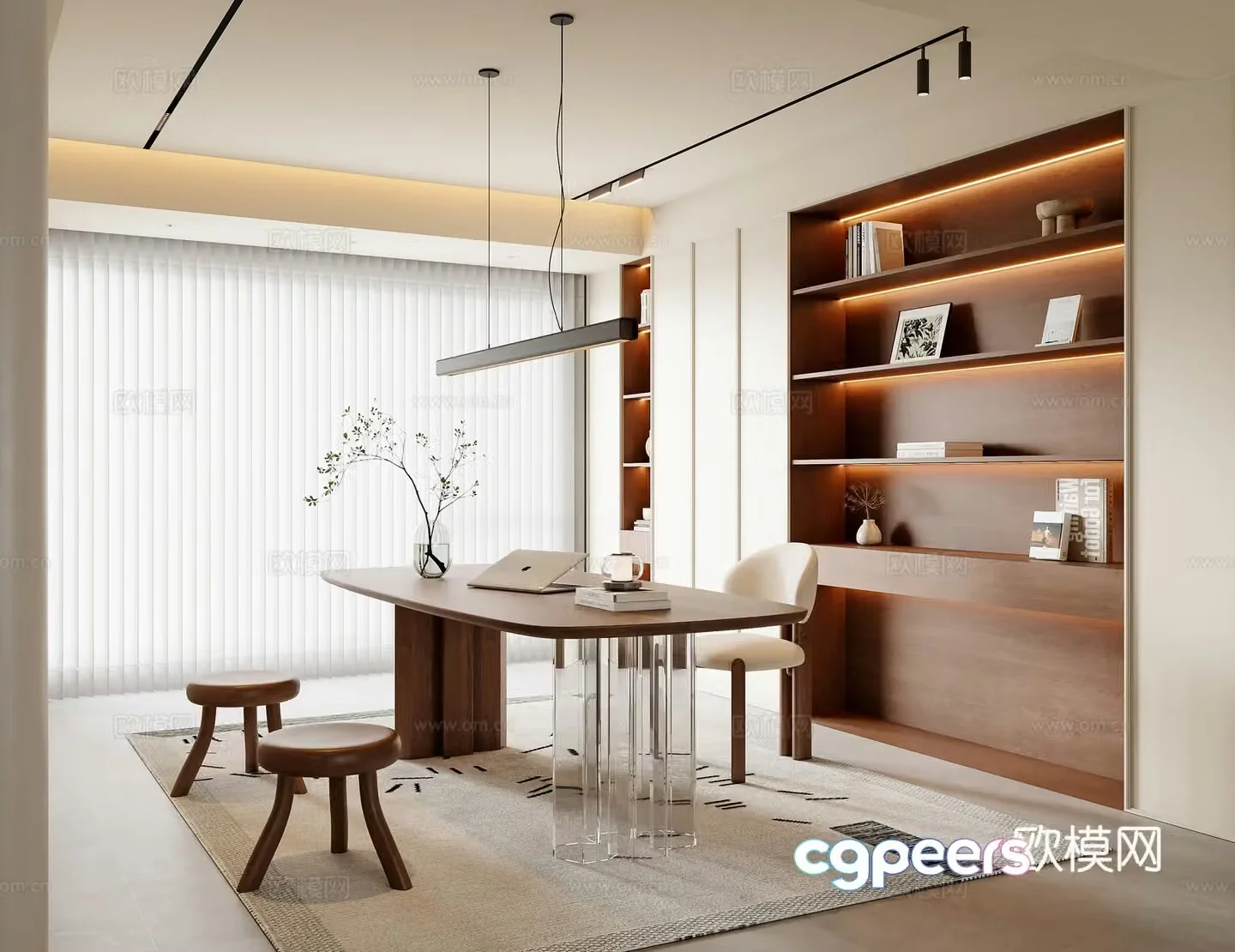 Middle-aged study room 3D model