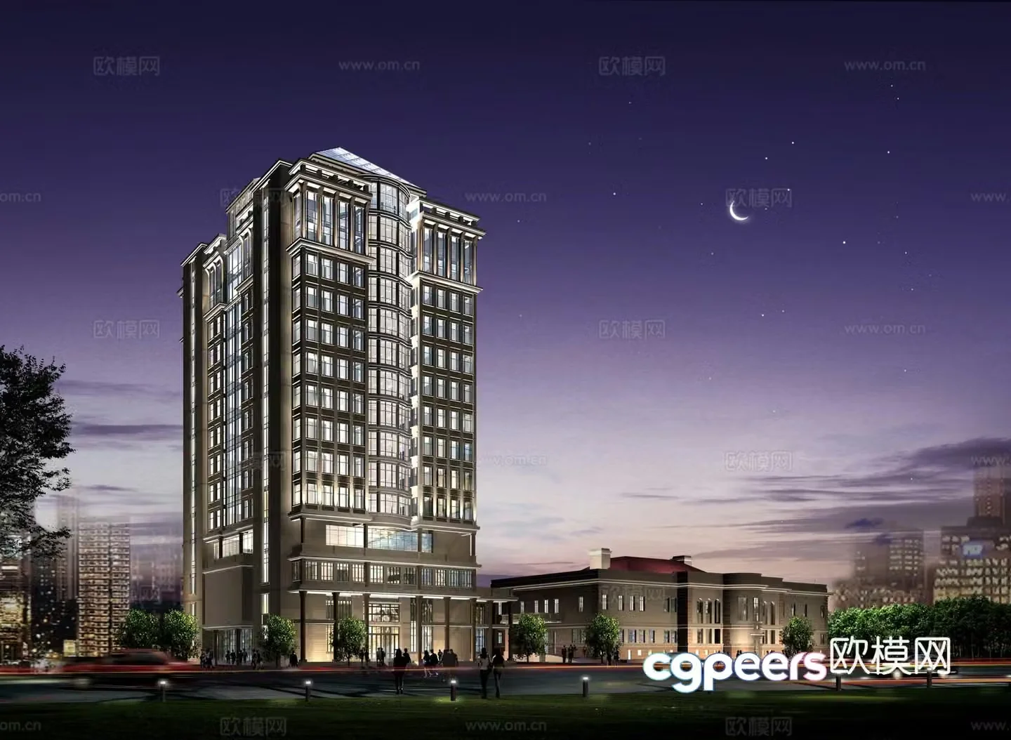 European-style multi-story public building office building appearance 3D model