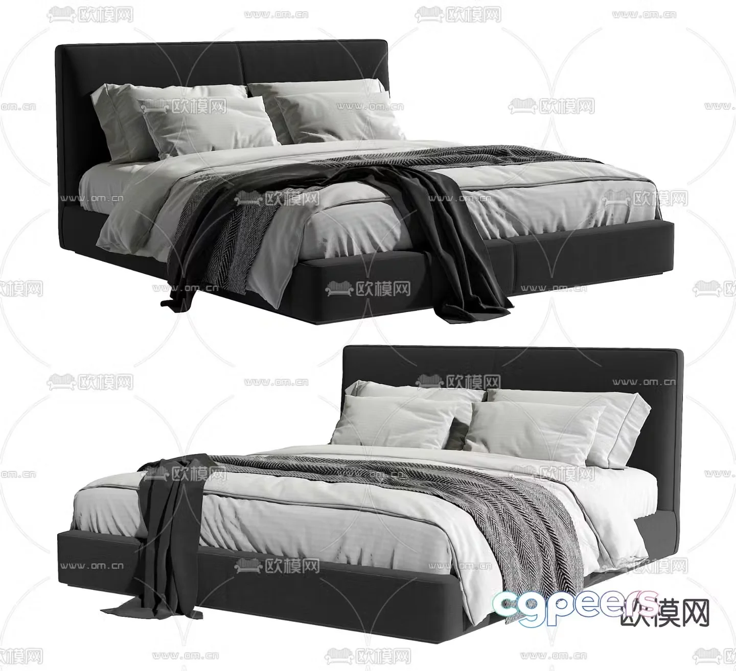 Modern double bed 3d model