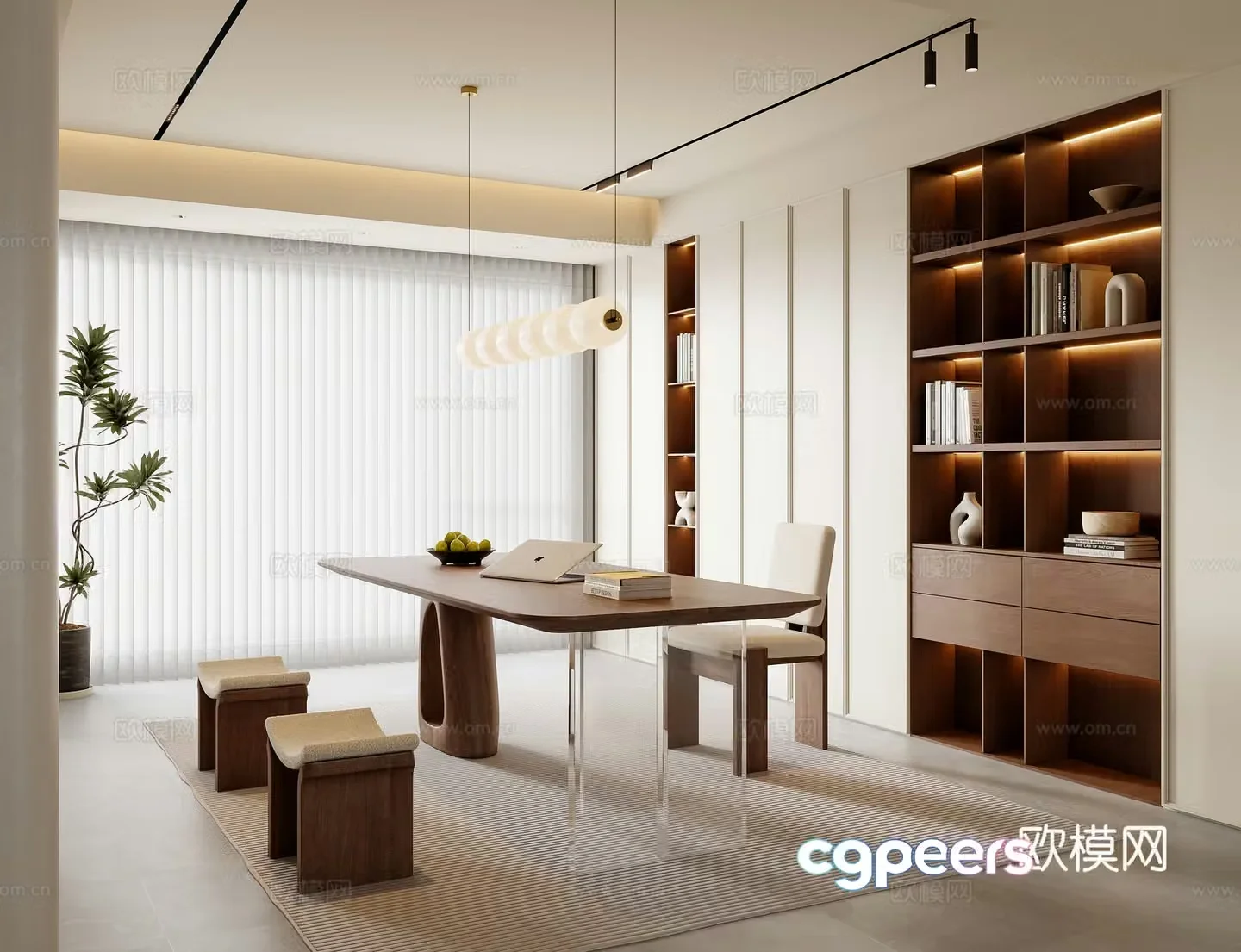 Middle-aged study room 3D model