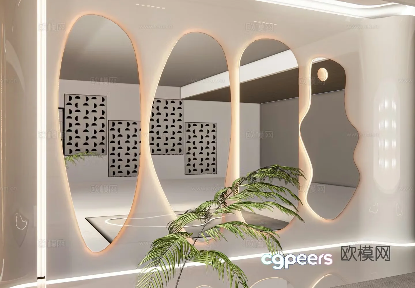 Modern floor-standing mirror full-body mirror decorative mirror irregular full-body mirror fitting mirror dressing mirror decorative 3D model