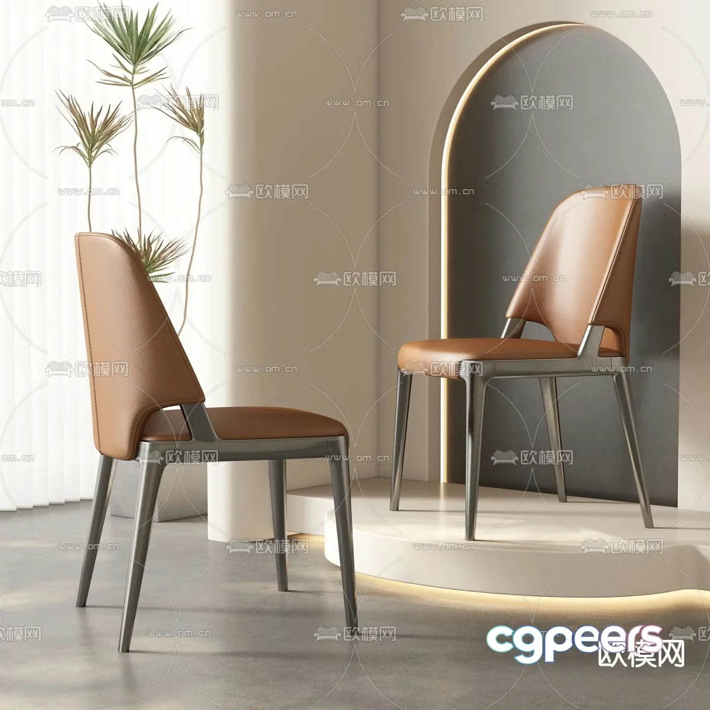 leather chair dining chair 3d model