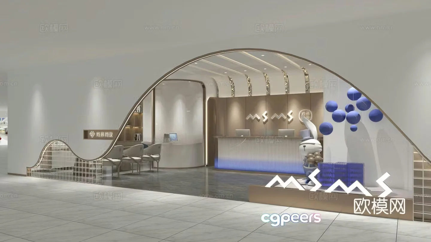Shopping mall shop exhibition hall reception 3d model