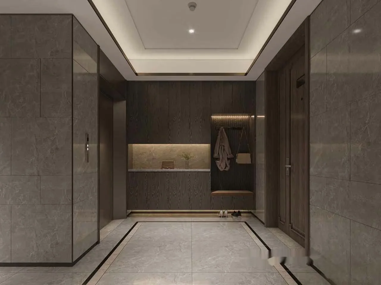 Modern Marble Hallway 3D Model – 11538 – VRAY Render