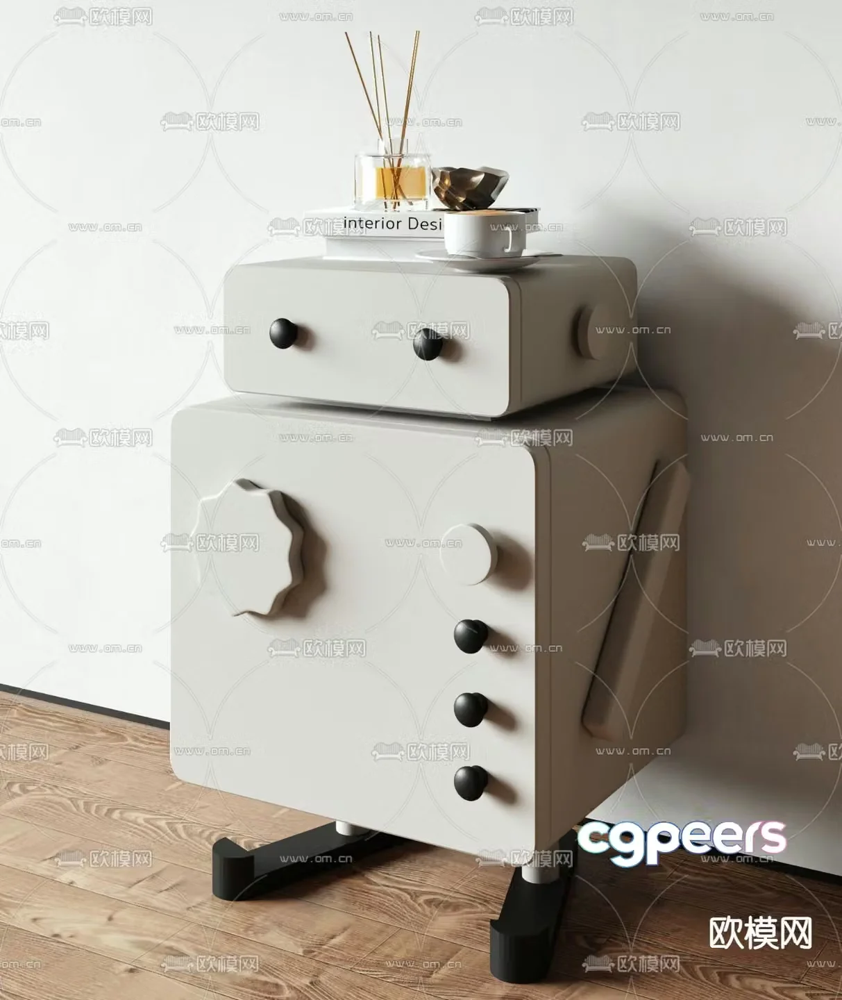 Cartoon bedside table robot cabinet 3d model