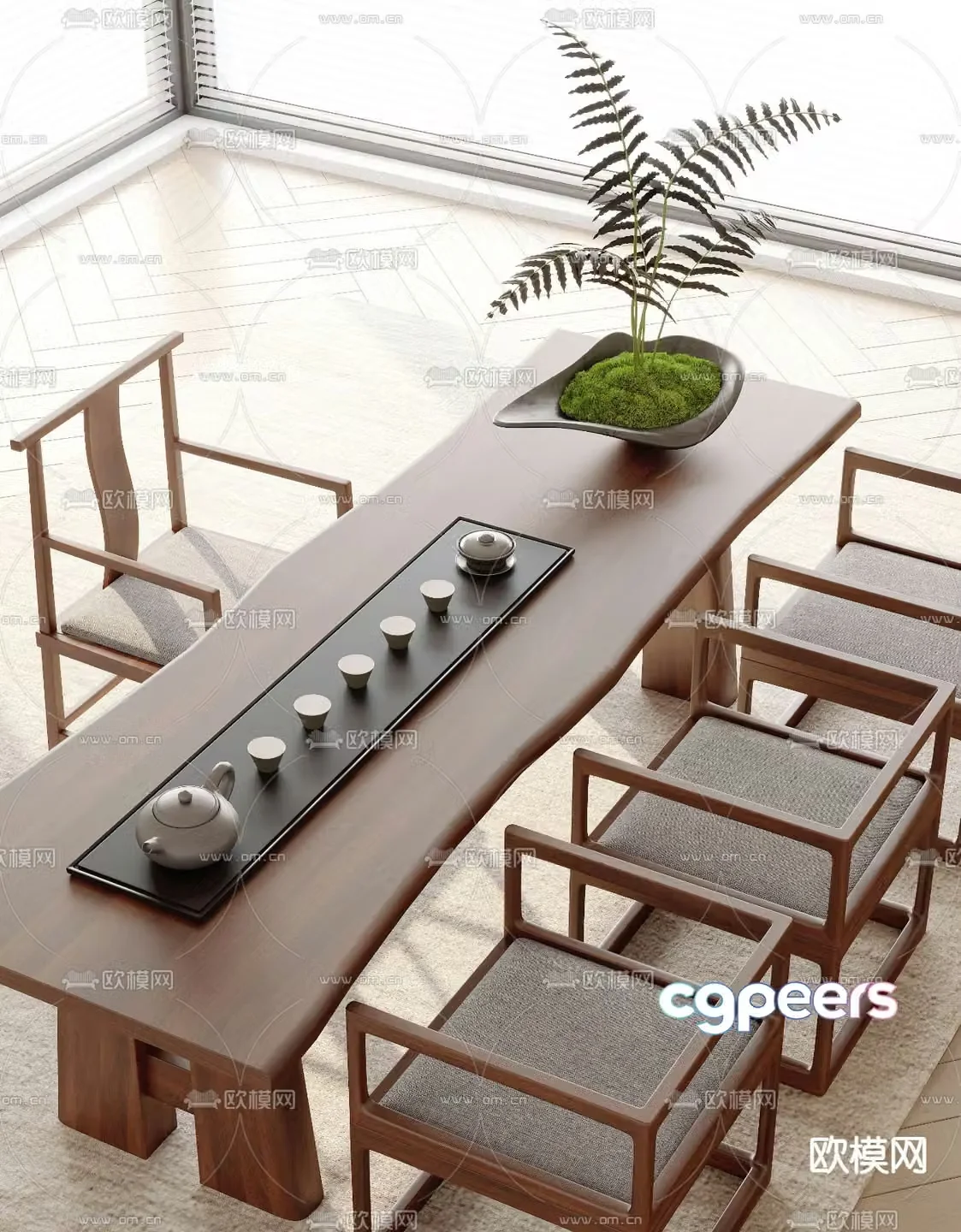 New Chinese style tea table tea table 3d model