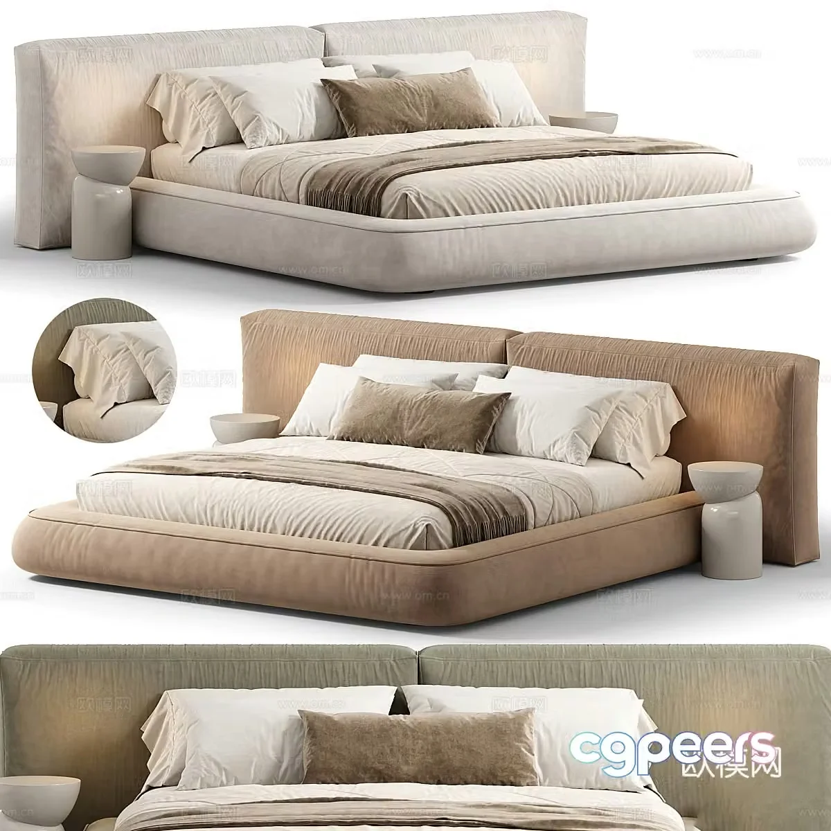 Modern Italian MARTINI Double Bed 3D Model