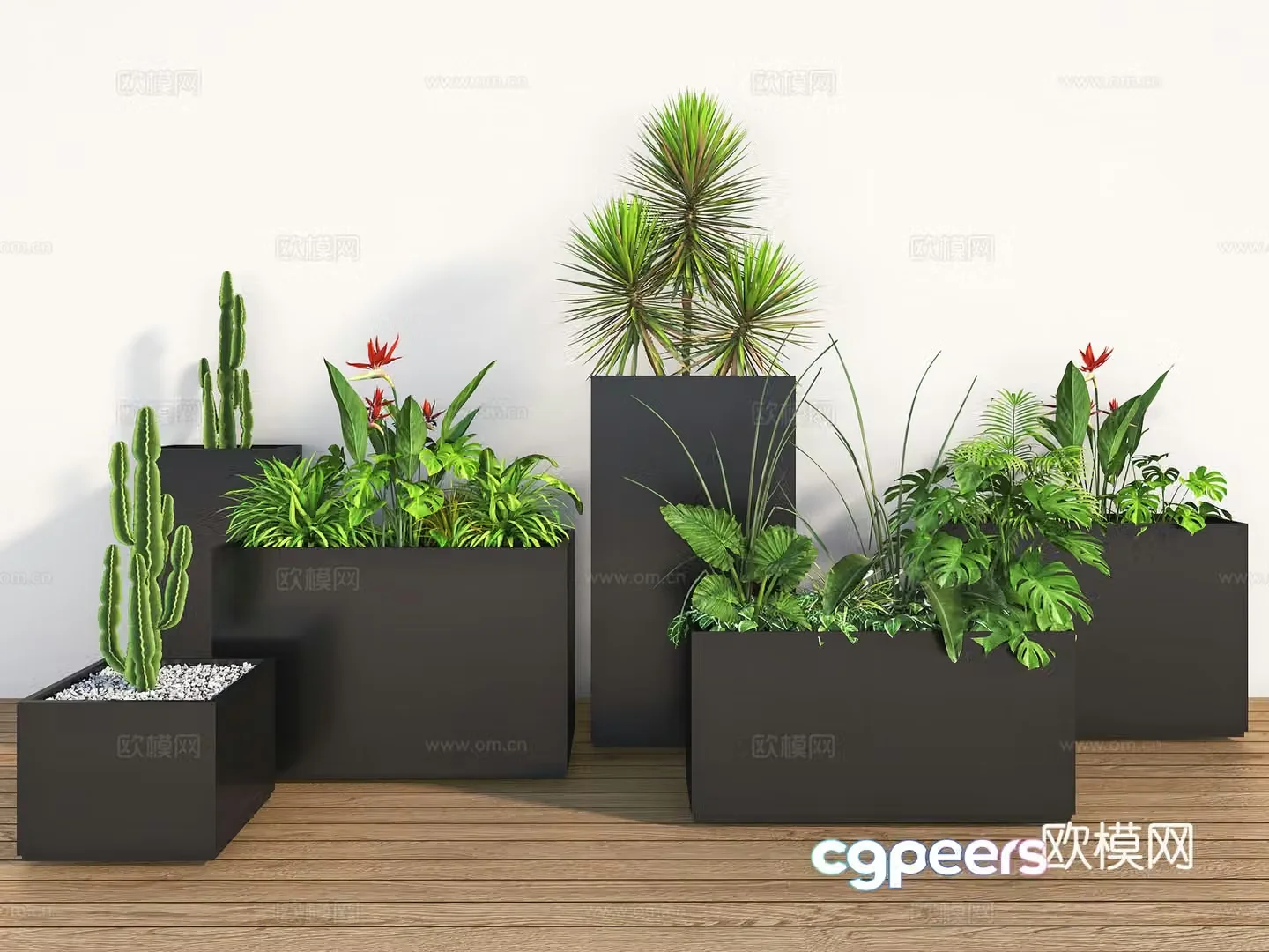 Plant flower box combination outer flower box customized flower box flower and plant pile 3D model