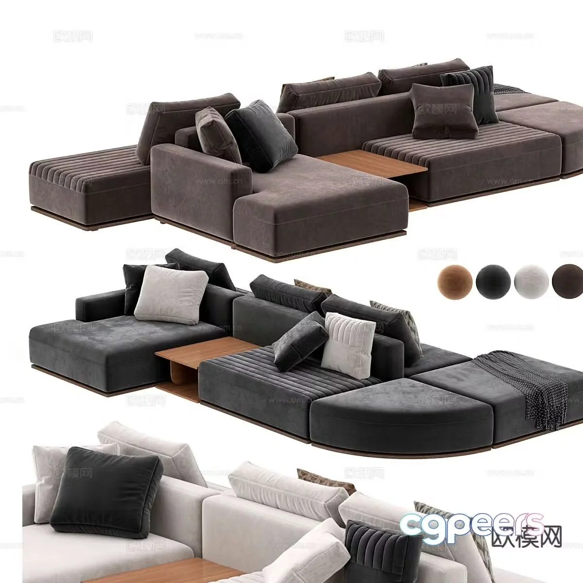 Card seat sofa double sofa 3d model