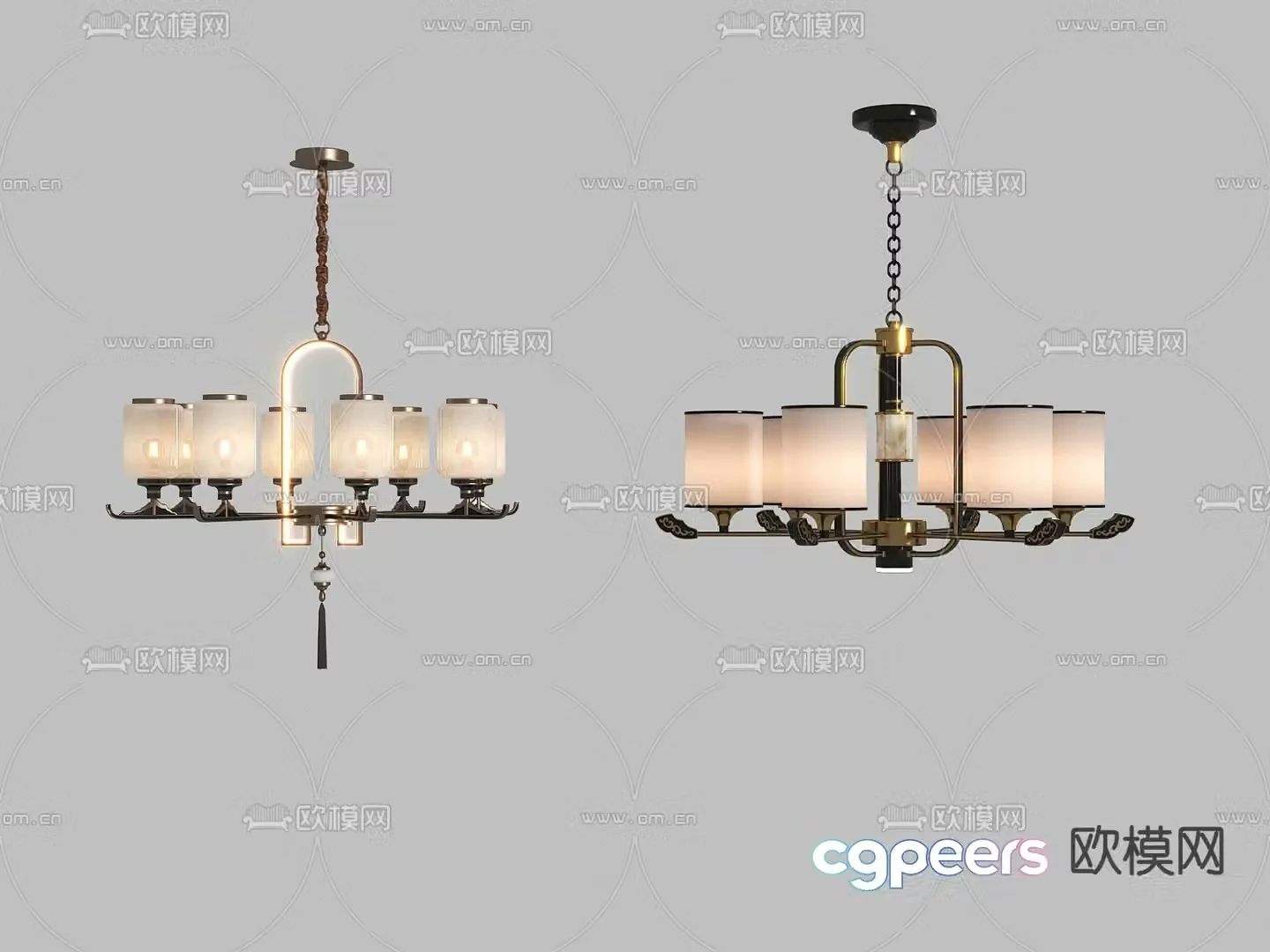 New Chinese style chandelier hall chandelier 3d model