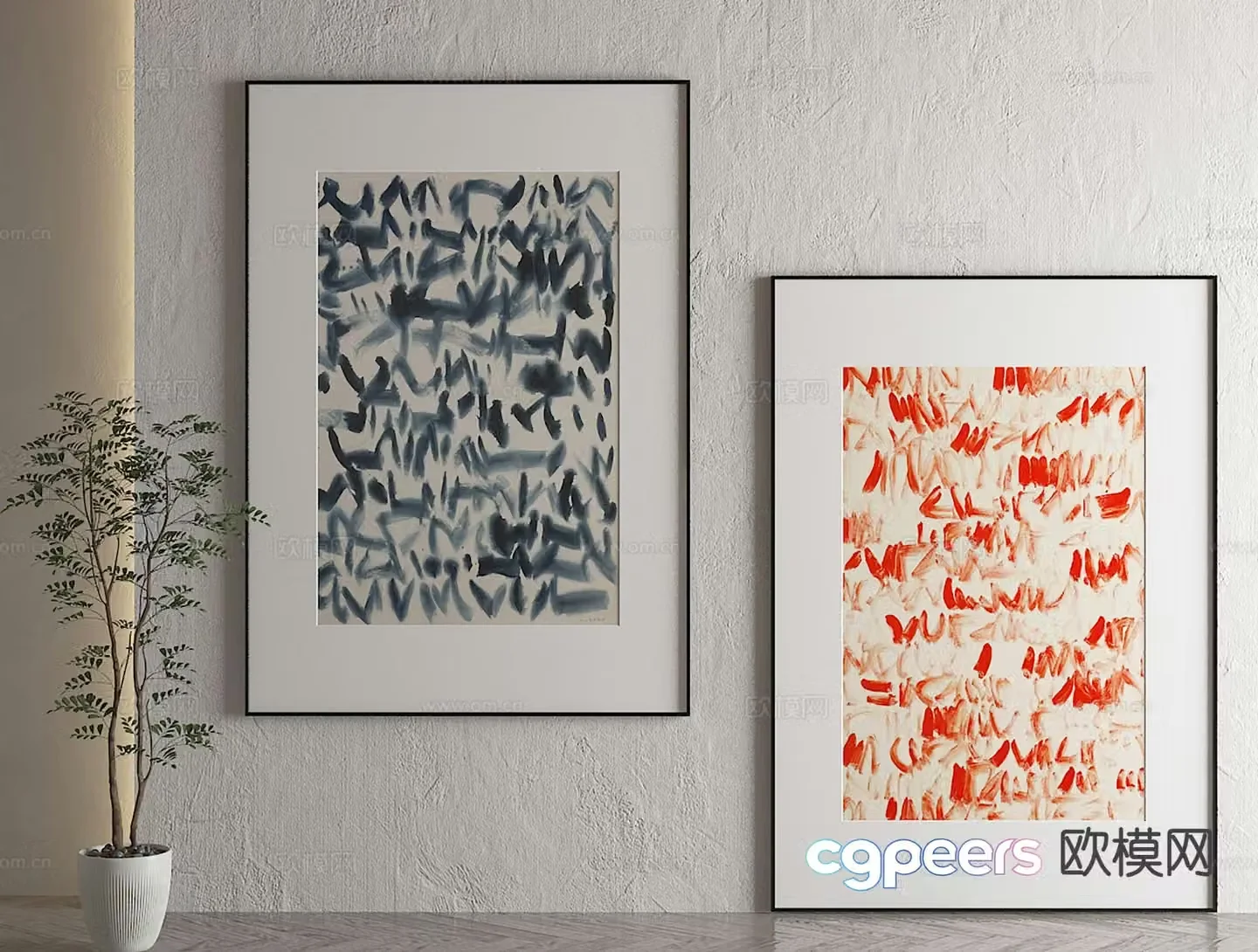 Modern texture painting decorative painting 3d model