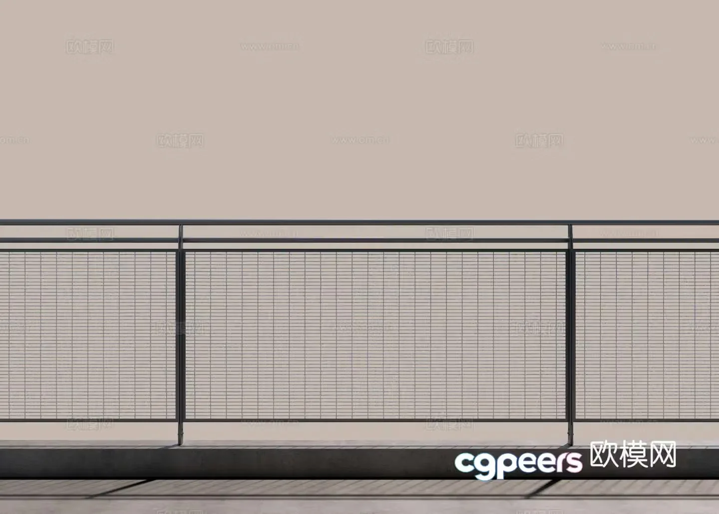 Modern handrail barbed wire railing handrail 3d model
