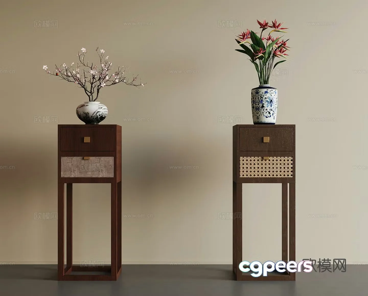 New Chinese flower stand vase 3d model