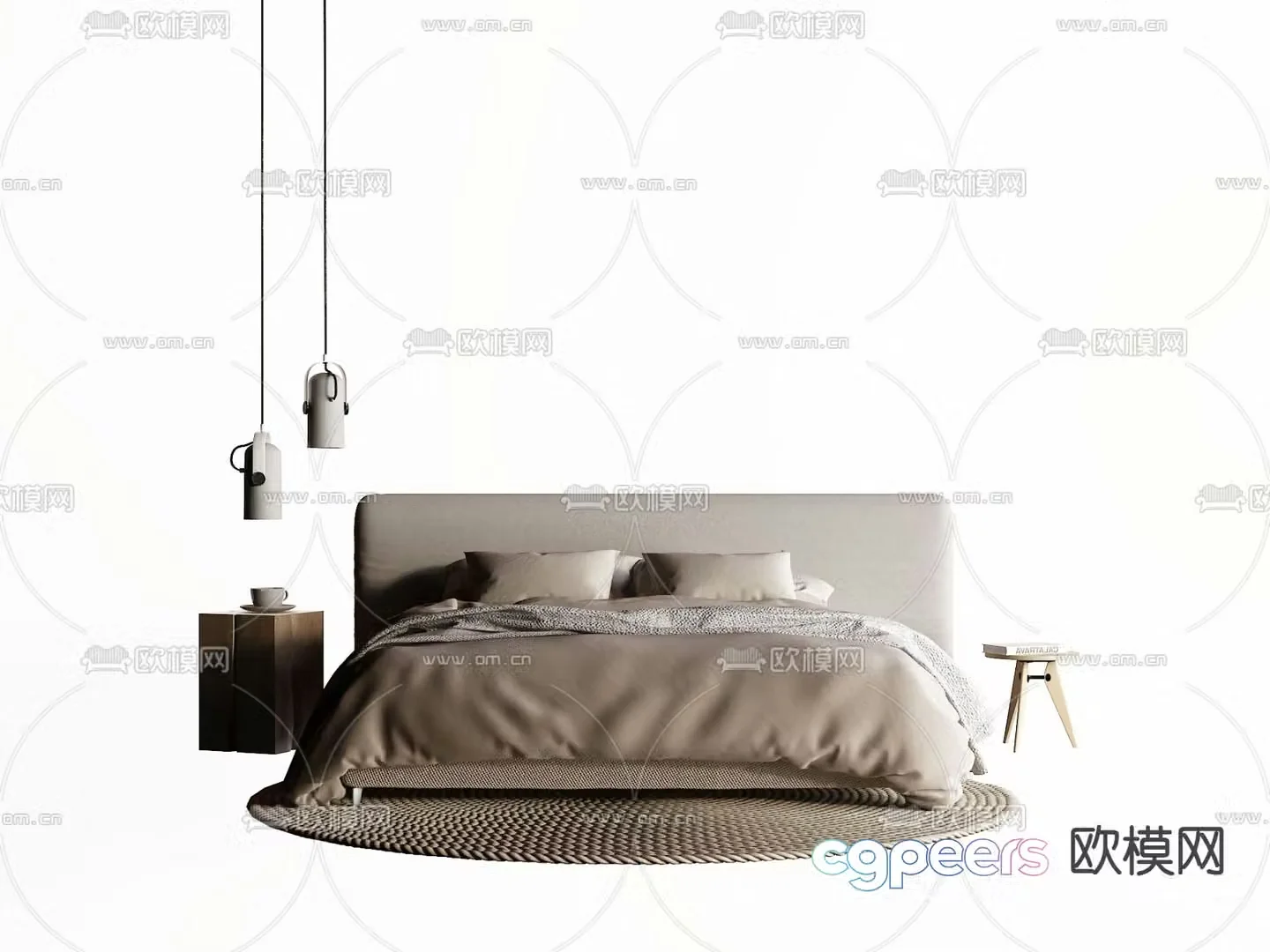 Modern double bed 3d model