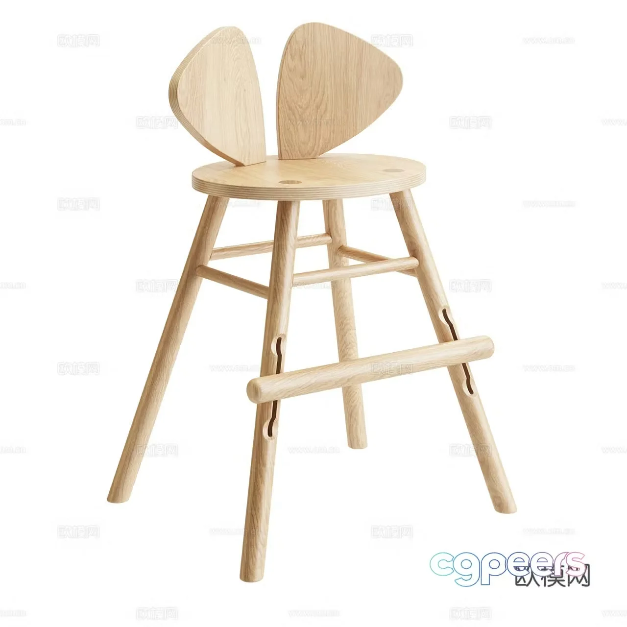 Nofred Nordic single chair dining chair oak chair wooden chair children’s chair book chair 3d model