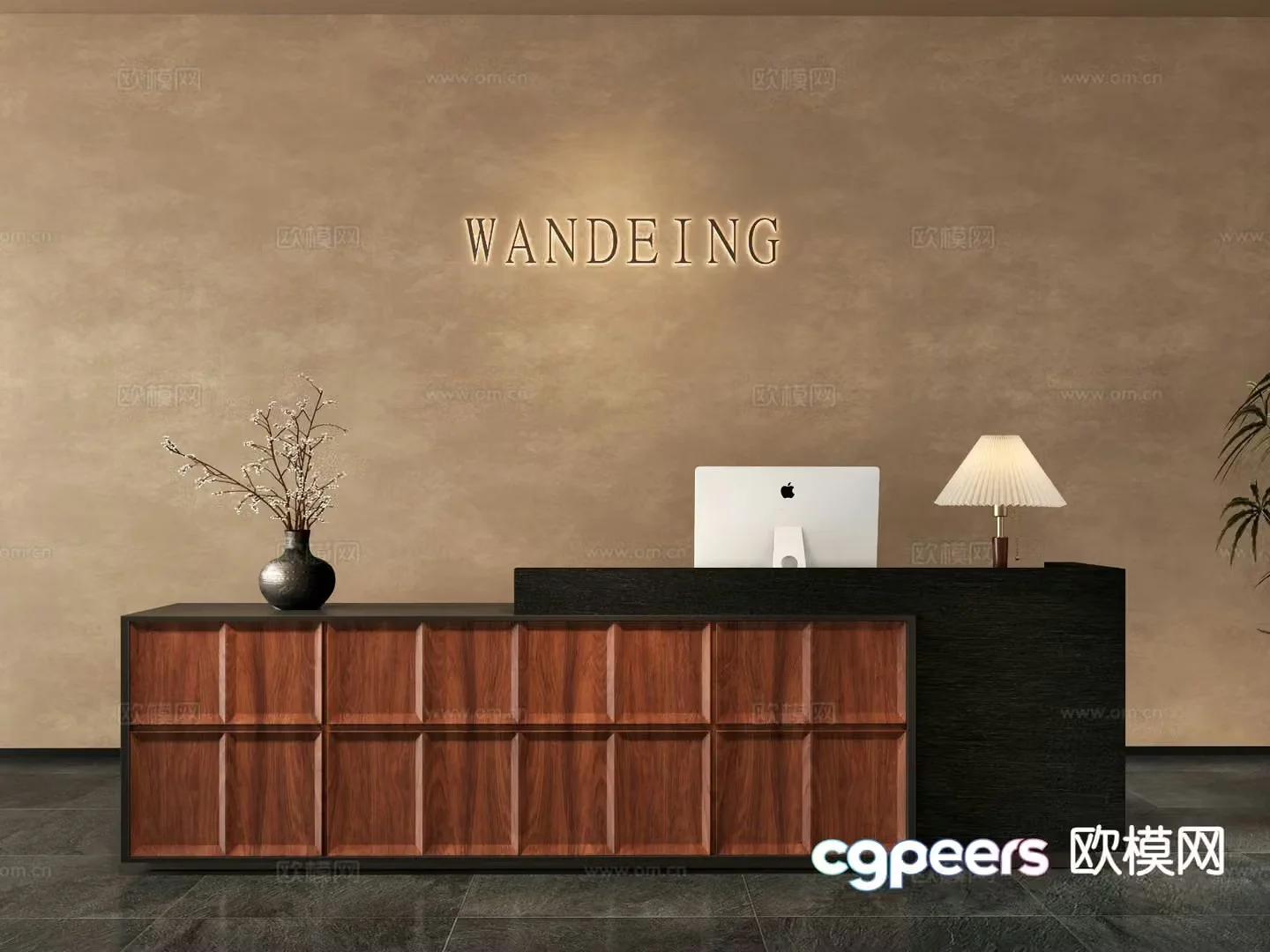Medieval style front desk reception desk information desk 3D model