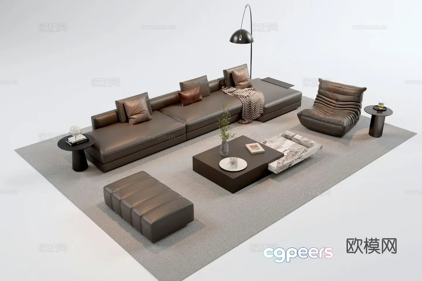 Italian sectional sofa 3d model