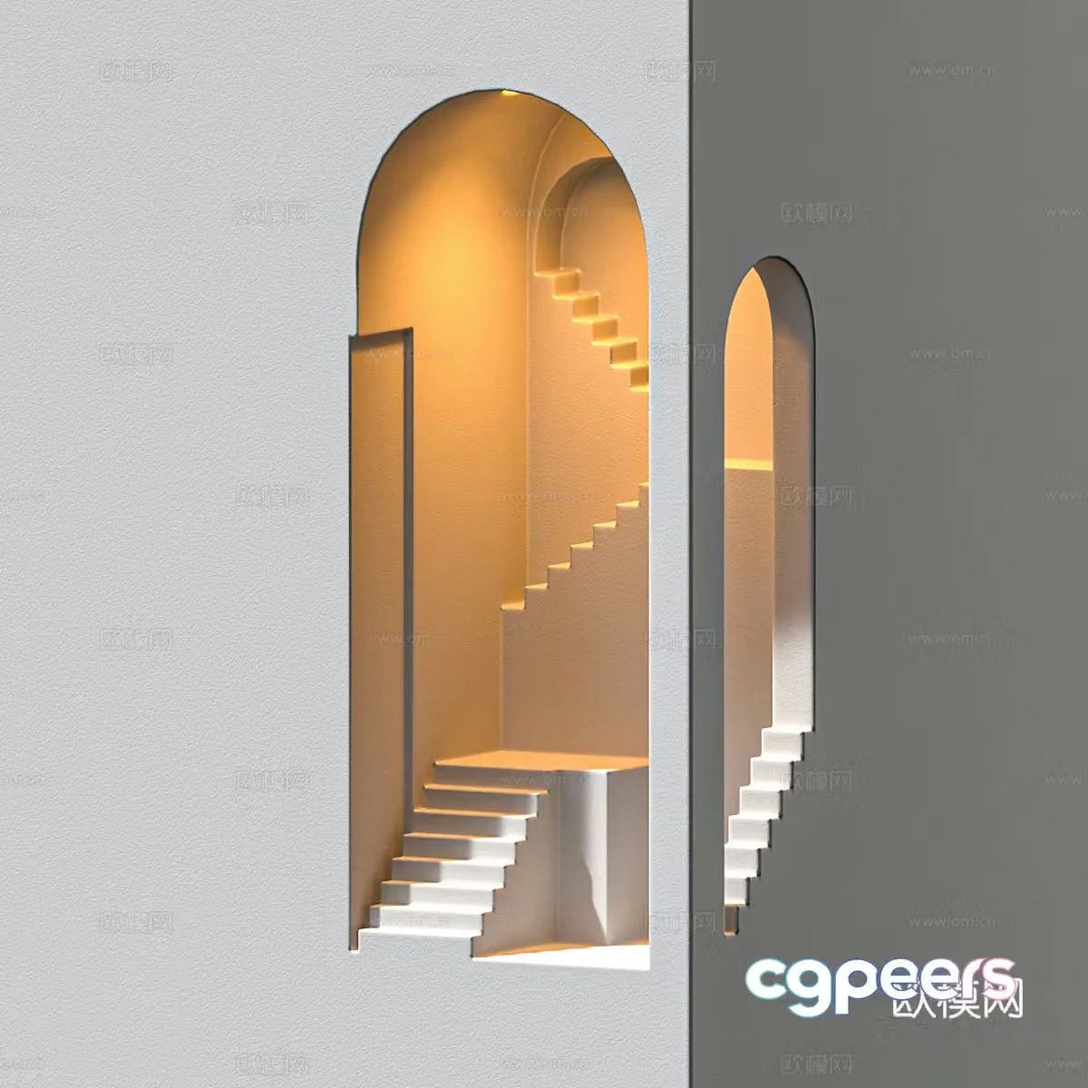 Modern stair gypsum lamp 3d model