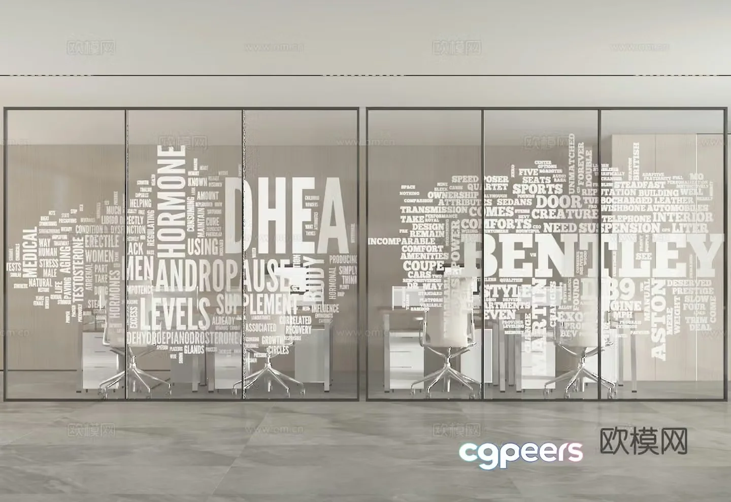 Glass partition office partition 3d model