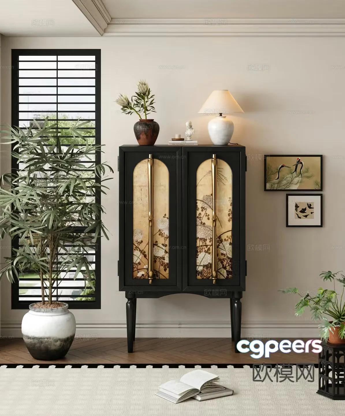 French end view cabinet entrance cabinet 3d model