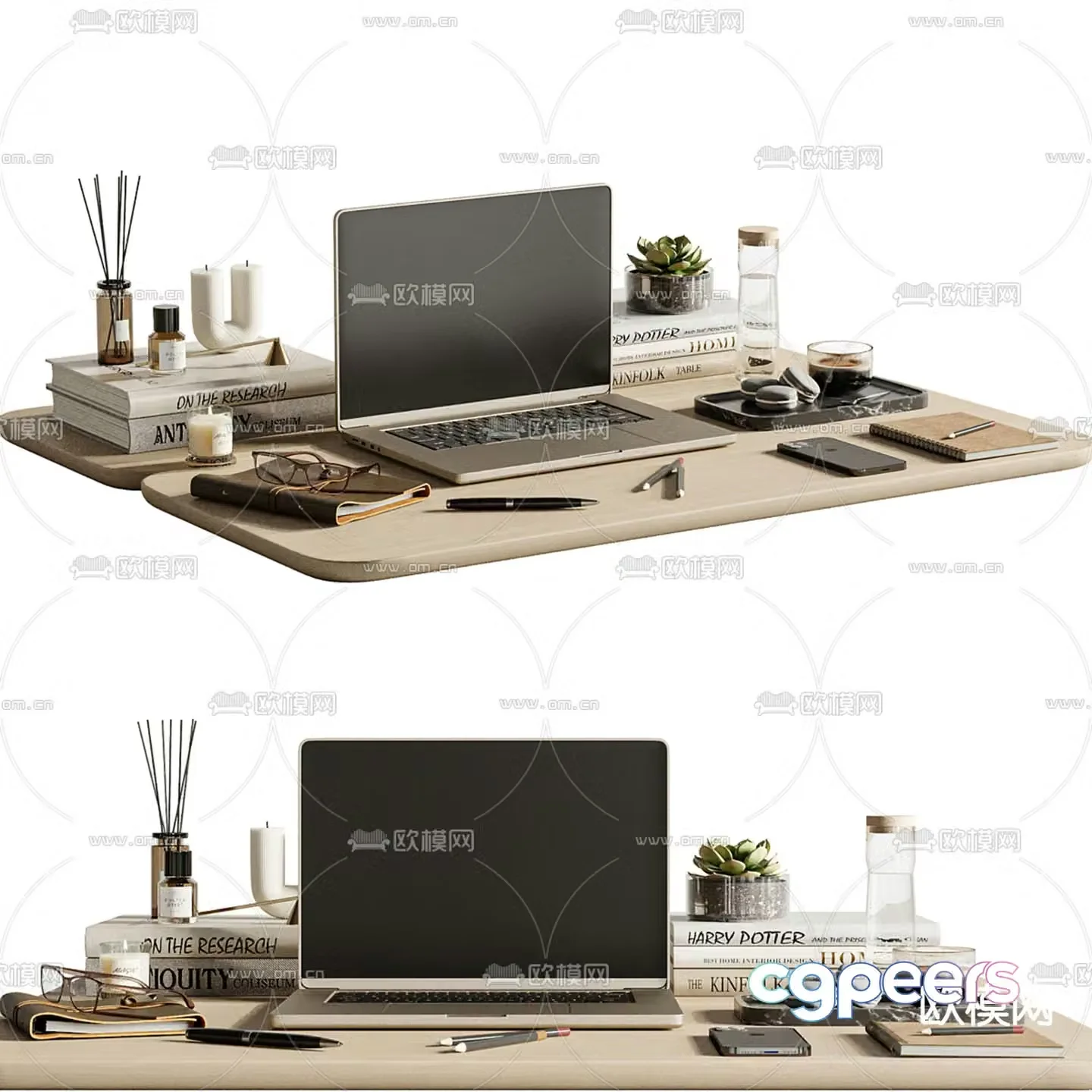 Mobile phone computer pen box office supplies 3d model