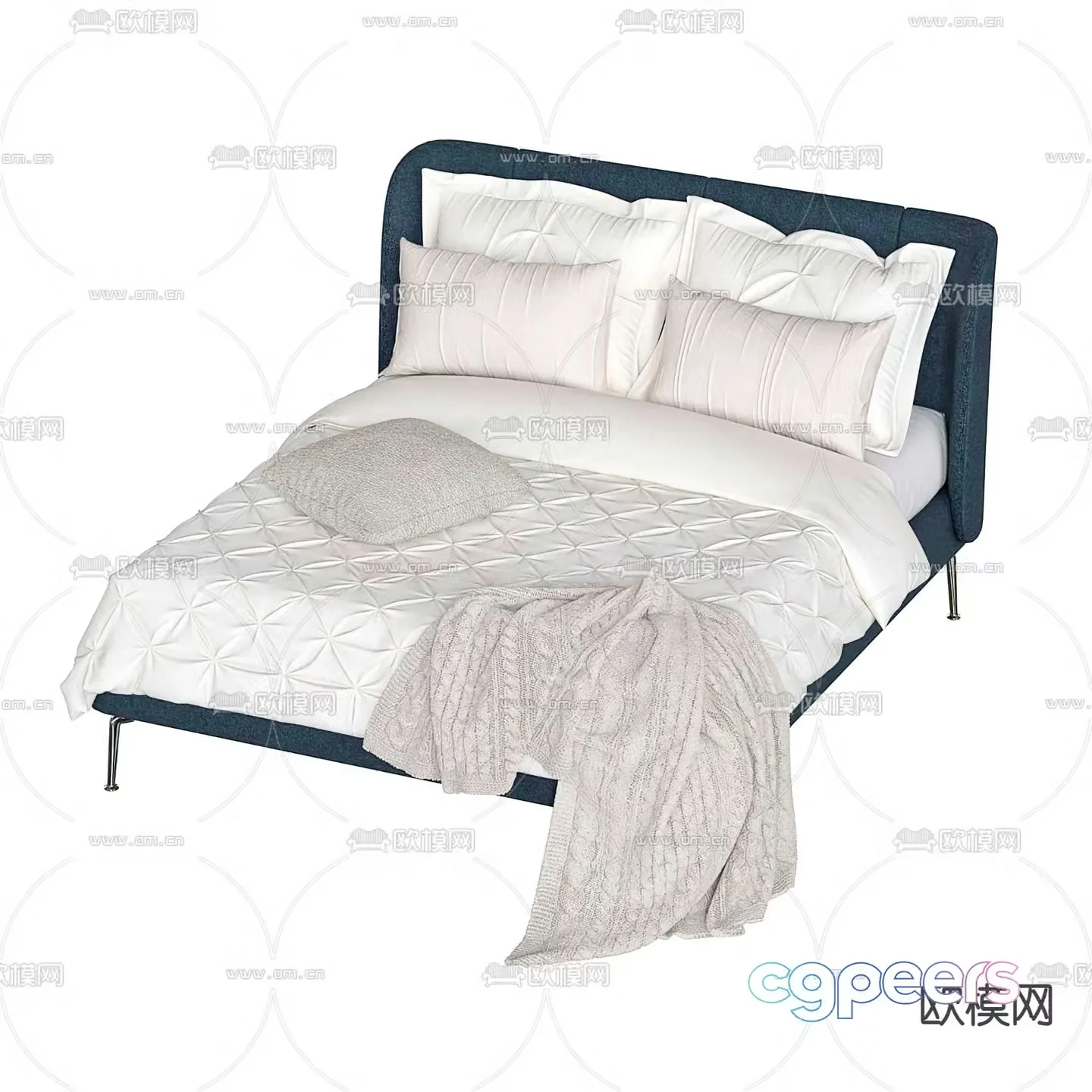 Modern double bed 3d model