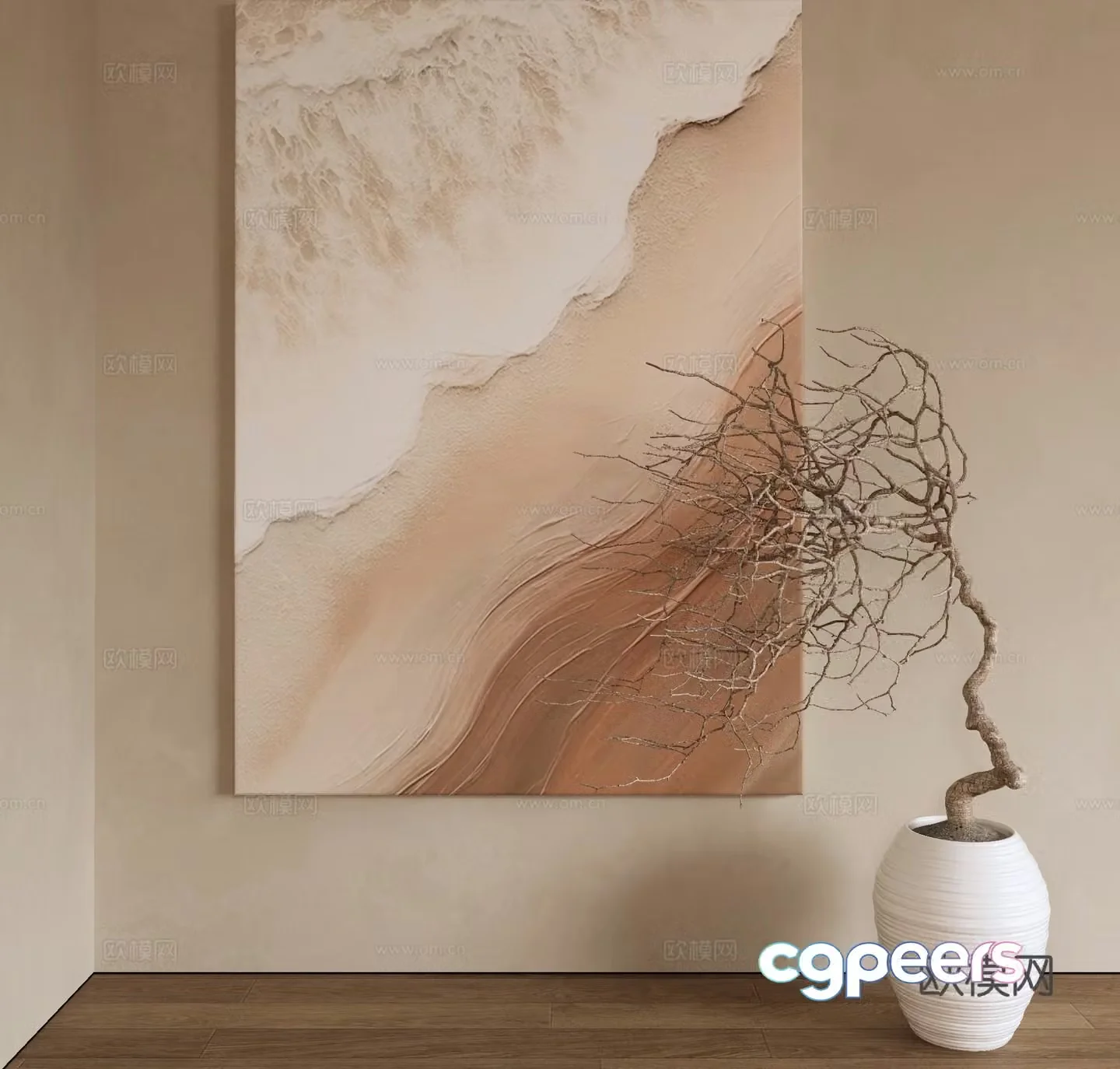 Wabi-sabi painting texture painting decorative painting 3d model
