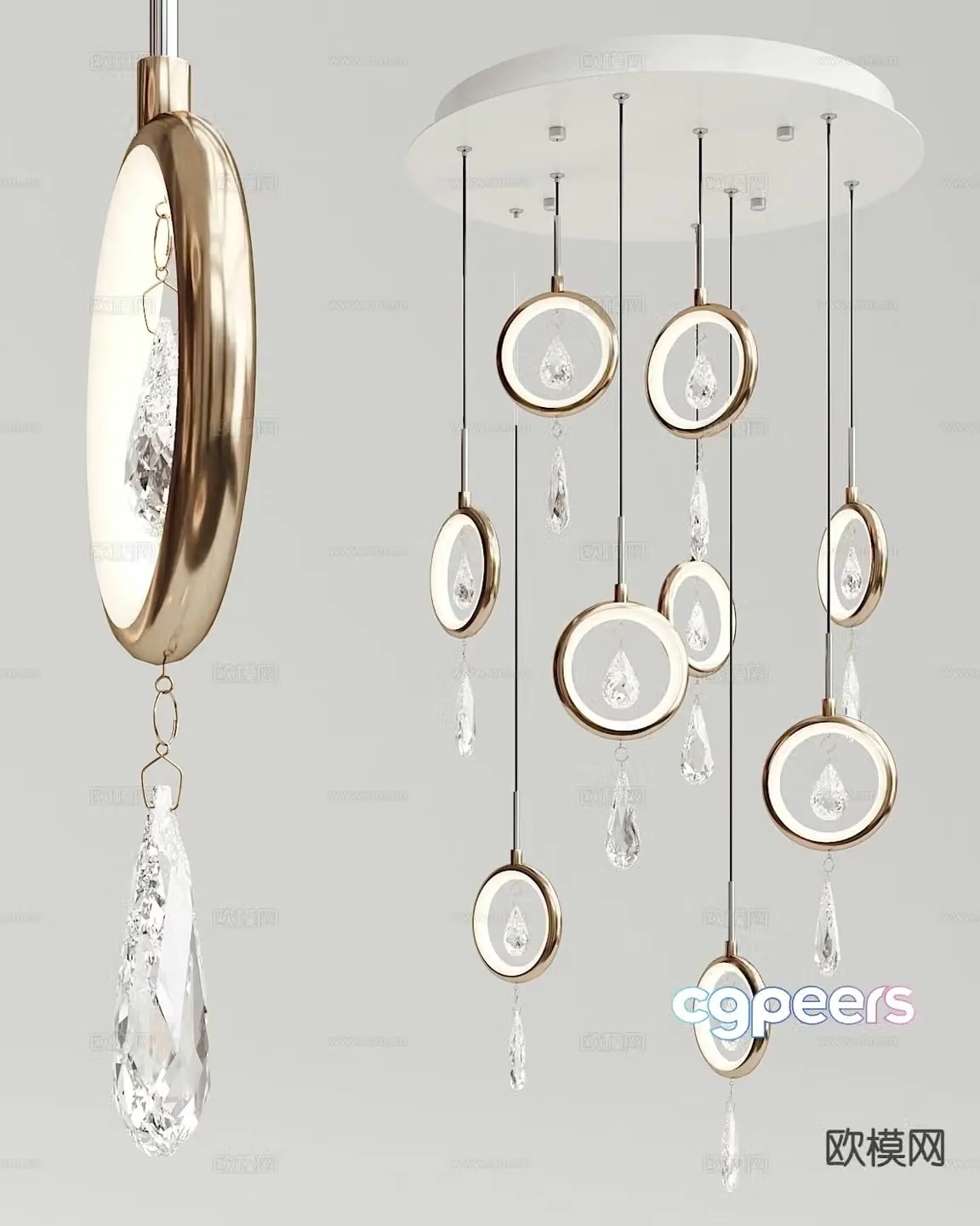 Modern ring chandelier crystal chandelier 3d model