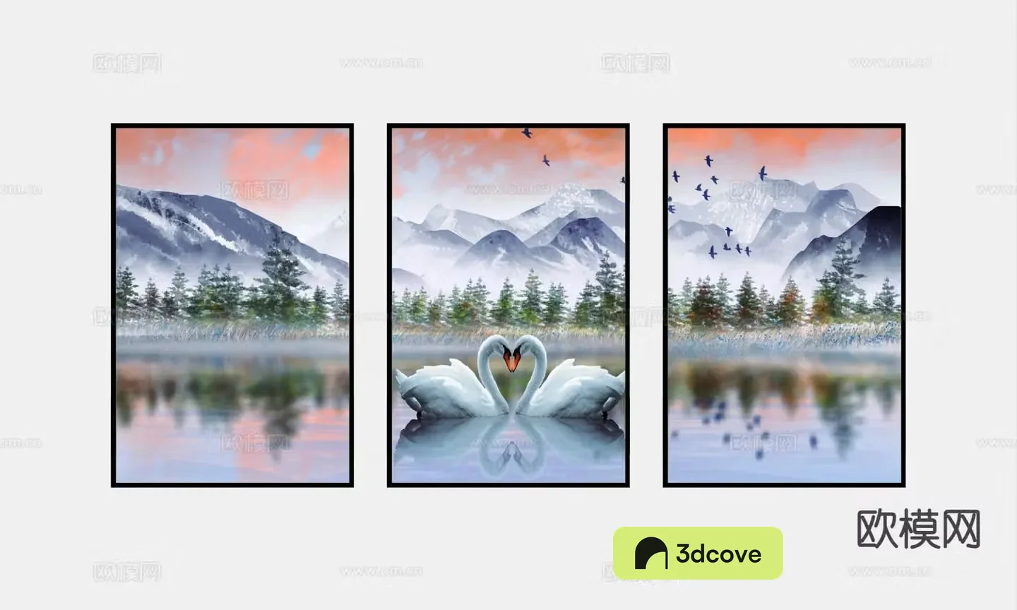 Chinese oil painting swan painting decorative painting
