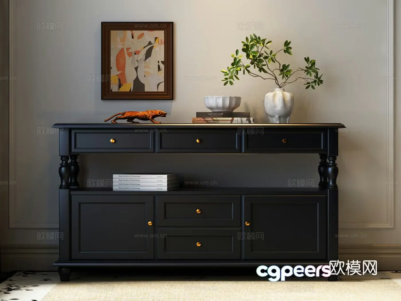 French side cabinet French entrance cabinet French end viewing platform 3D model