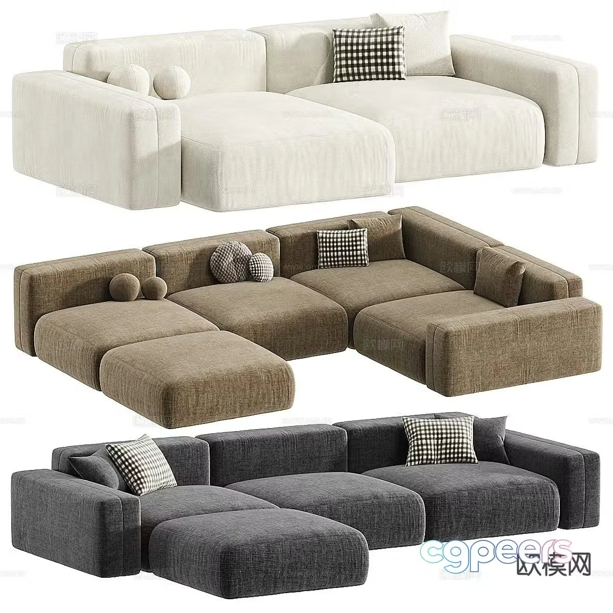 Multi-person sofa modular sofa corner sofa 3d model